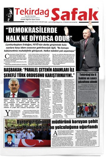 Manşet görseli: Tekirdağ Şafak